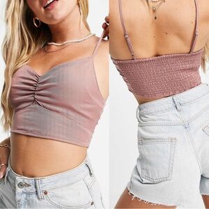 Cinch Front Cropped Cami from Abercrombie & Fitch in size Medium in Dusty Rose